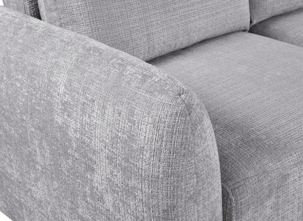 Canapé d'angle convertible avec coffre en velours chiné gris MARLA - Angle droit - DécoInParis