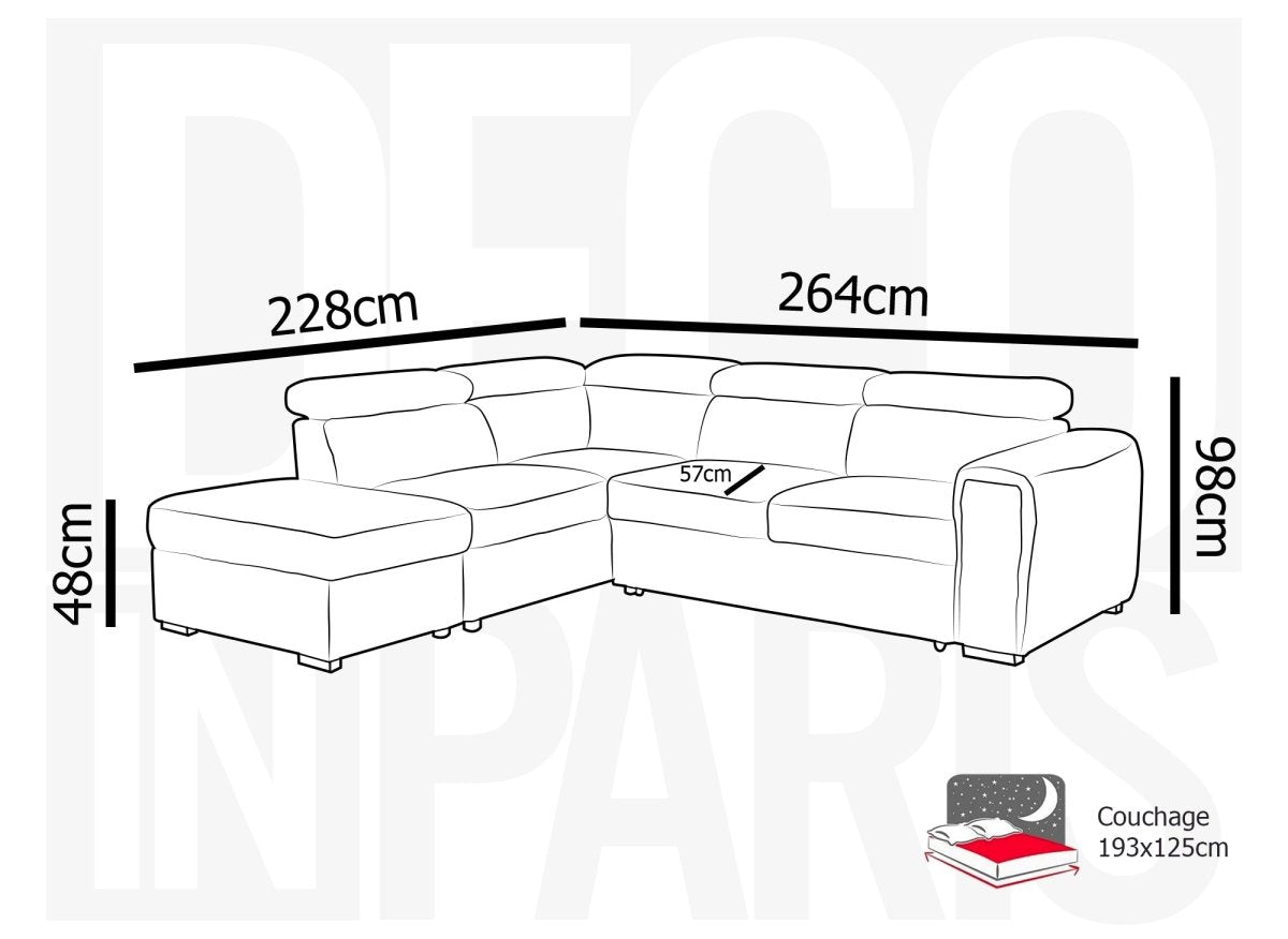 Canapé d'angle convertible avec coffre en velours côtelé épais beige ZENOVA - Angle gauche - DécoInParis