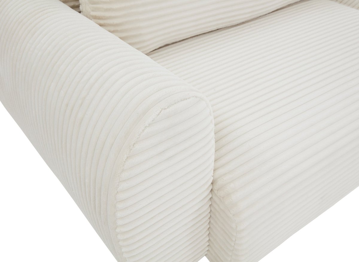 Canapé d'angle convertible avec coffre en velours gros côtelé doux beige TILDA - Angle droit - DécoInParis