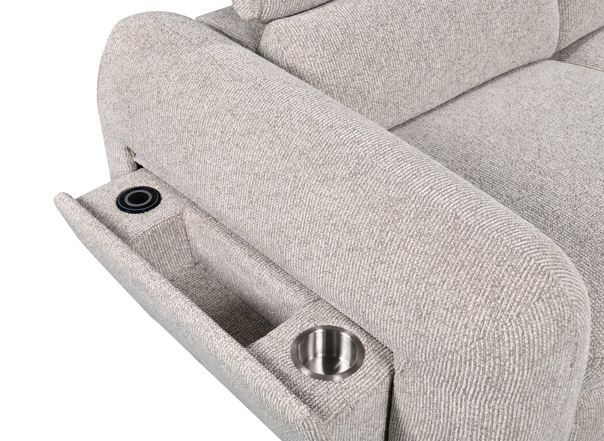 Canapé d'angle convertible avec coffre en velours texturé beige MADISON - Angle droit - DécoInParis