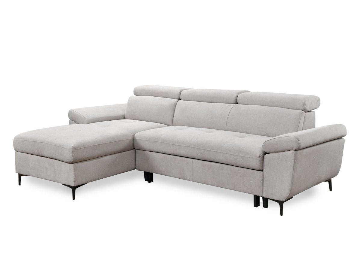 Canapé d'angle convertible en tissu beige MONICA - Angle gauche - DécoInParis