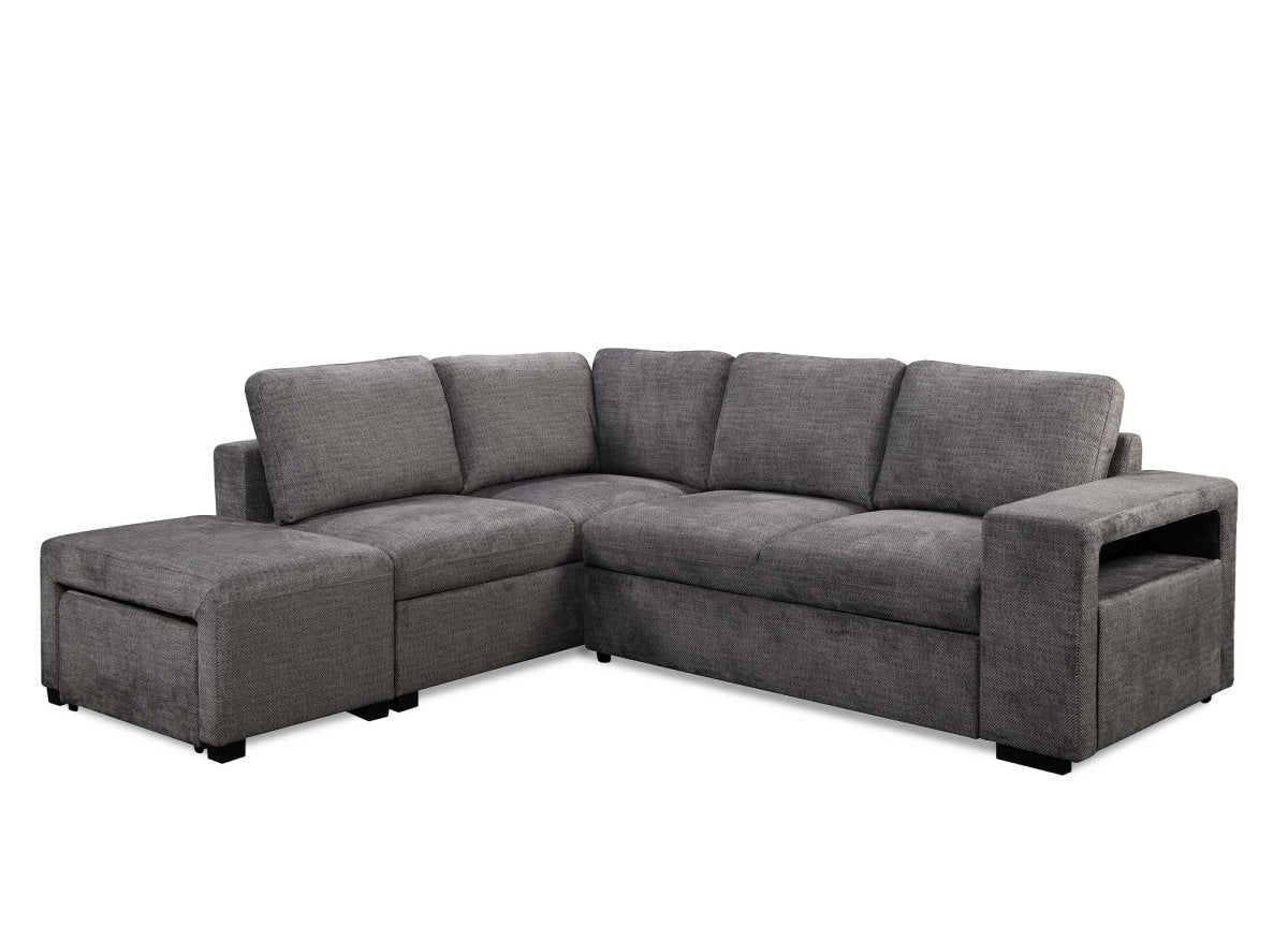 Canapé d'angle convertible en tissu gris foncé ALBAN - Angle gauche - DécoInParis