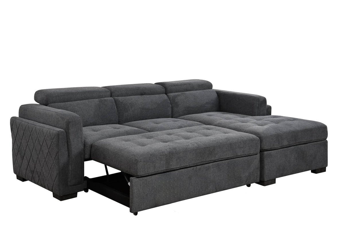 Canapé d'angle convertible en tissu gris foncé CHANDLER - Angle droit - DécoInParis