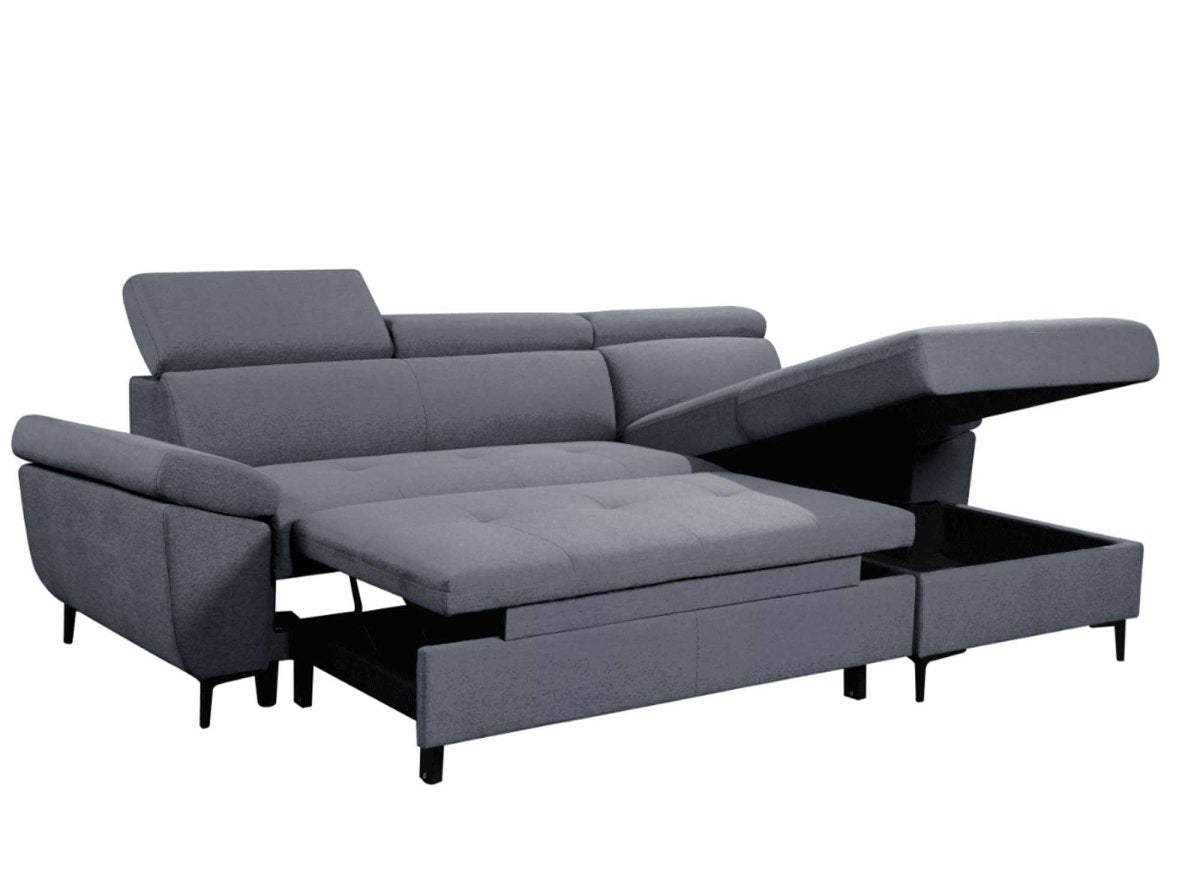 Canapé d'angle convertible en tissu gris foncé MONICA - Angle droit - DécoInParis