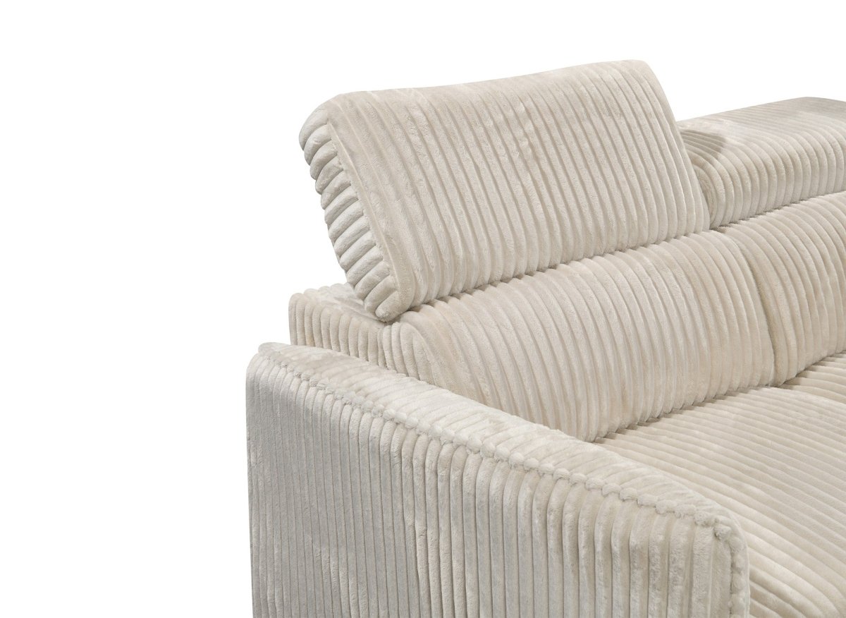 Canapé d'angle convertible en velours côtelé épais beige NAIROBI - Angle droit - DécoInParis