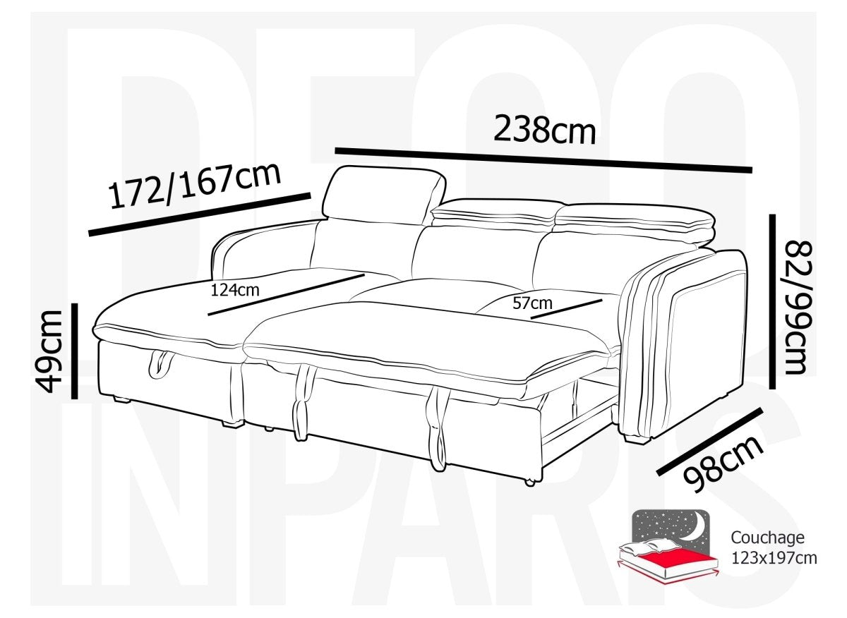 Canapé d'angle convertible en velours côtelé épais vert clair ISABELLA - Angle gauche - DécoInParis