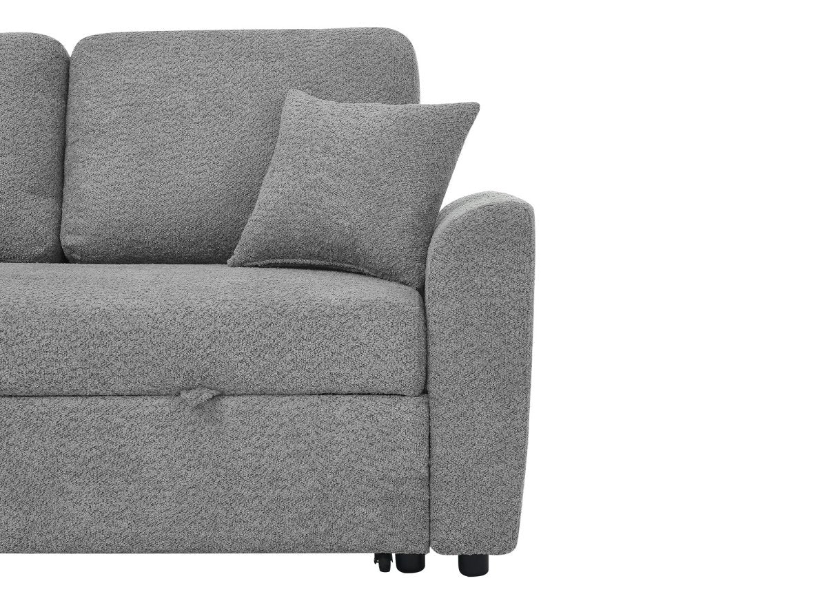 Canapé d'angle convertible et réversible avec coffre en tissu bouclette gris ADRYEN - DécoInParis