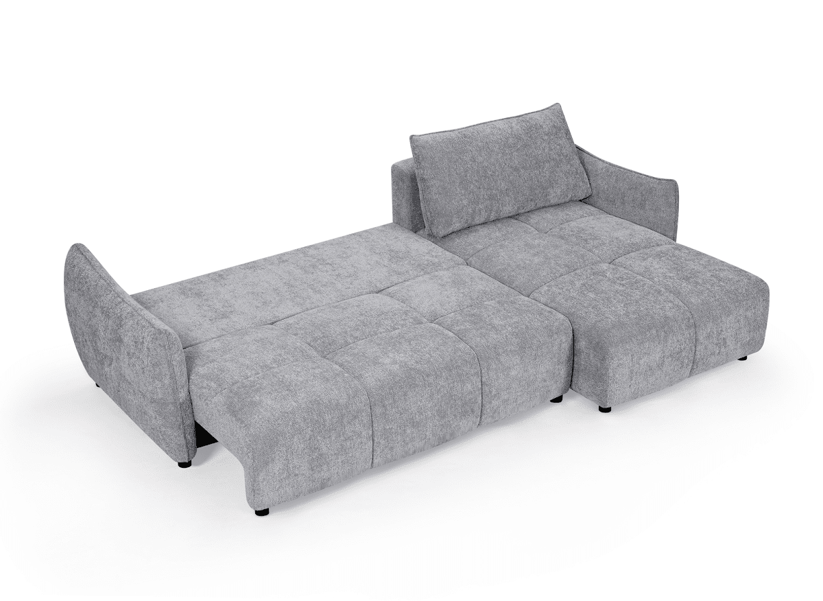 Canapé d'angle convertible et réversible en velours chiné gris MYSA - DécoInParis