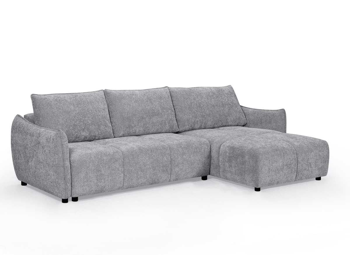 Canapé d'angle convertible et réversible en velours chiné gris MYSA - DécoInParis