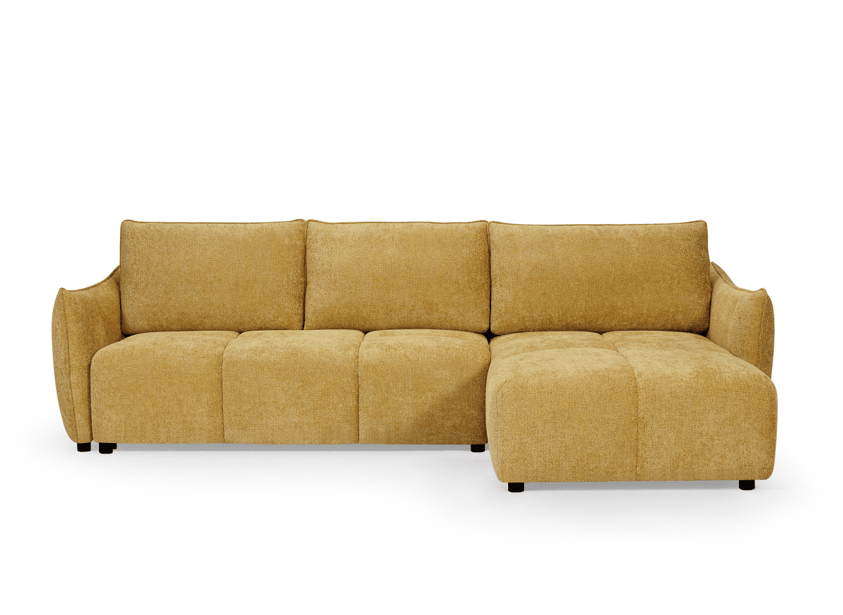 Canapé d'angle convertible et réversible en velours chiné jaune MYSA - DécoInParis