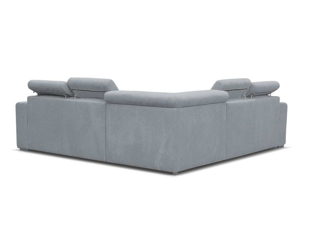 Canapé d'angle convertible et réversible en velours côtelé gris clair MERYL - DécoInParis