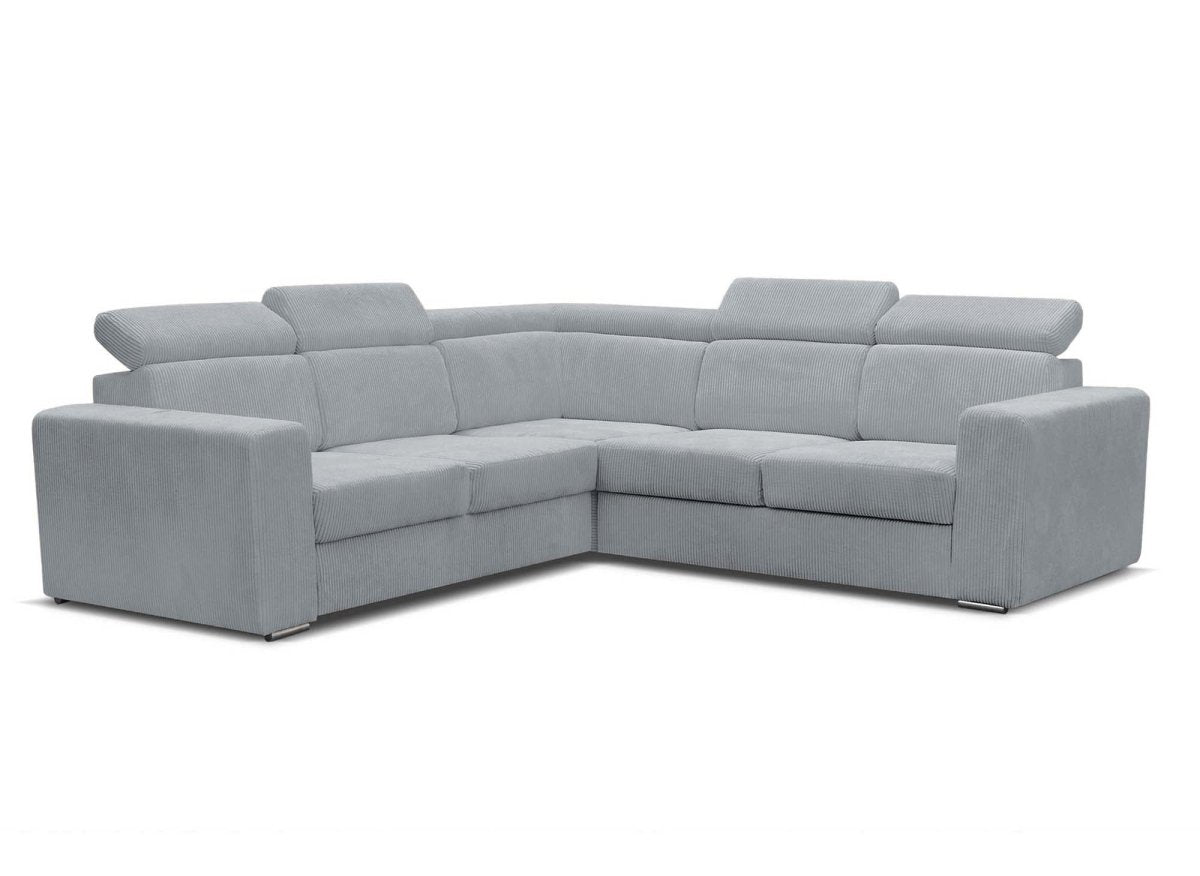 Canapé d'angle convertible et réversible en velours côtelé gris clair MERYL - DécoInParis
