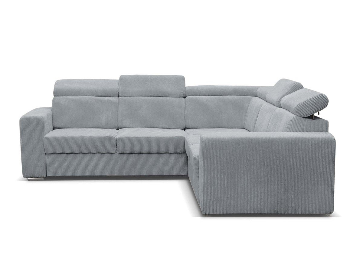 Canapé d'angle convertible et réversible en velours côtelé gris clair MERYL - DécoInParis