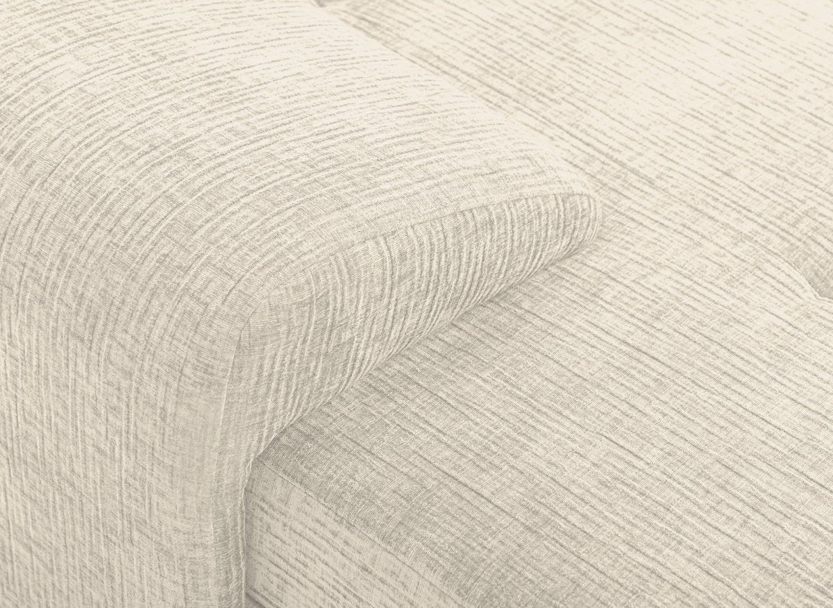 Canapé d'angle convertible réversible avec coffre en velours chiné beige SOLEA - DécoInParis