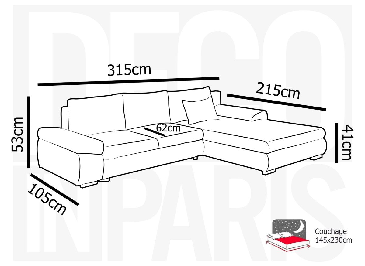 Canapé d'angle convertible réversible avec coffre en velours chiné beige SOLEA - DécoInParis