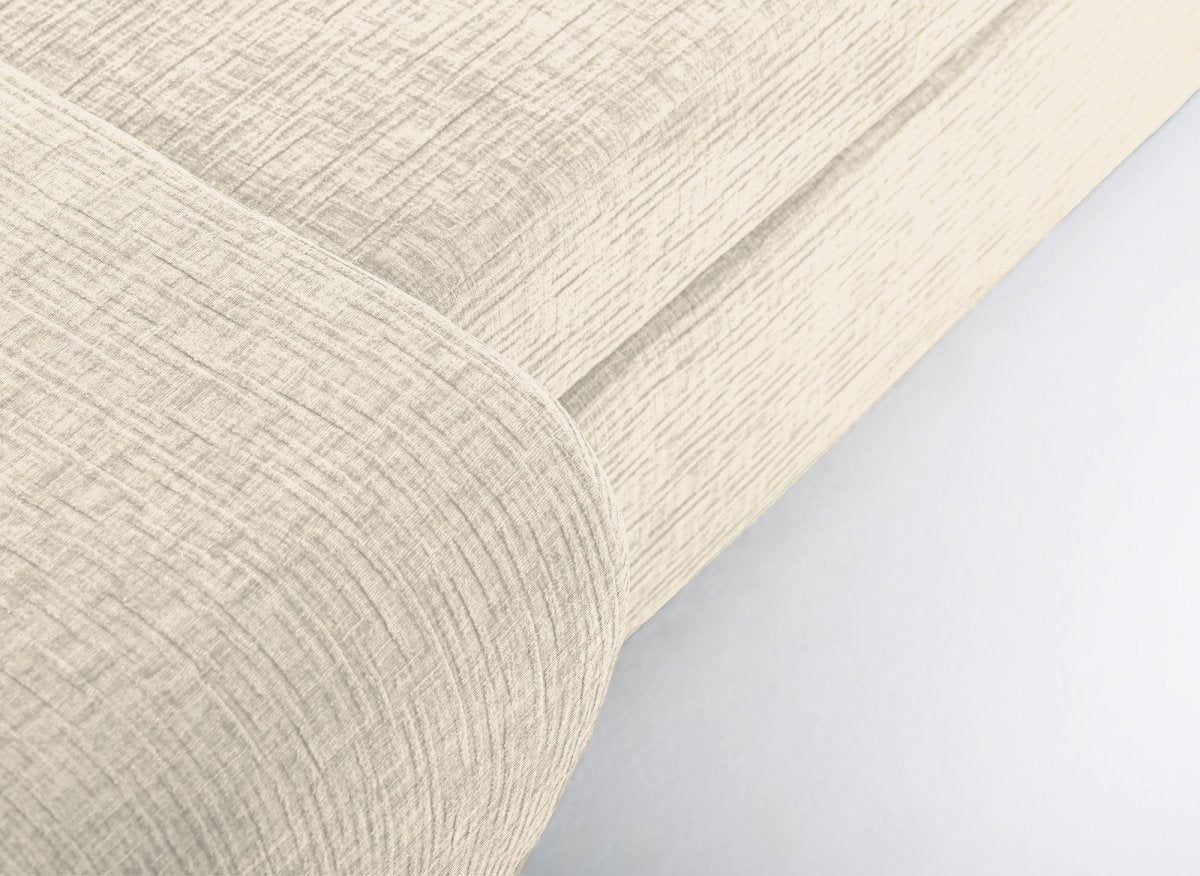 Canapé d'angle convertible réversible avec coffre en velours chiné beige SOLEA - DécoInParis