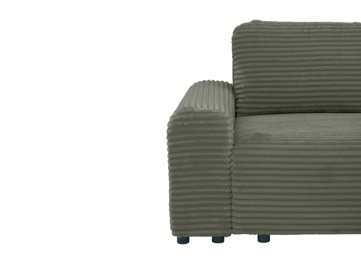 Canapé d'angle droit convertible avec coffre en velours côtelé épais vert kaki BALI - Angle droit - DécoInParis