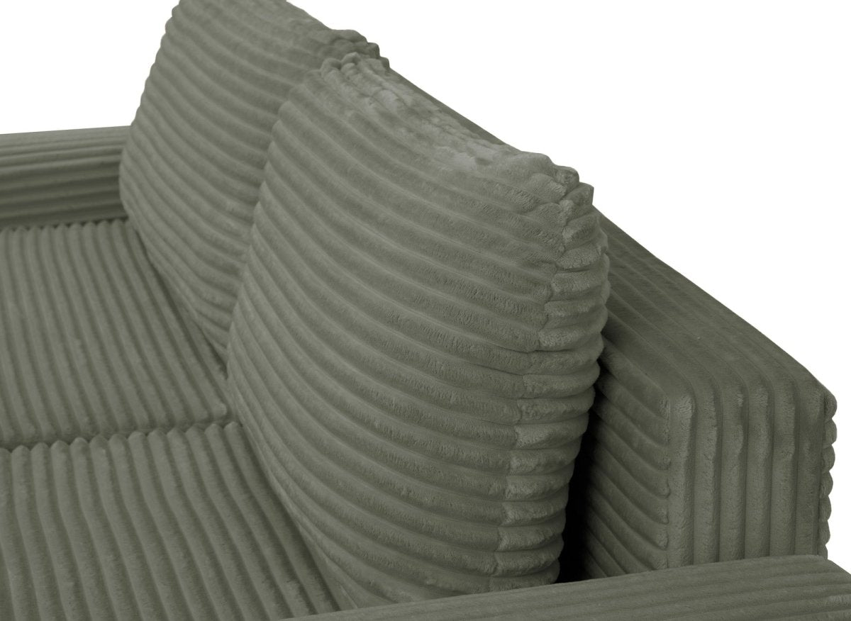 Canapé d'angle droit convertible avec coffre en velours côtelé épais vert kaki BALI - Angle droit - DécoInParis