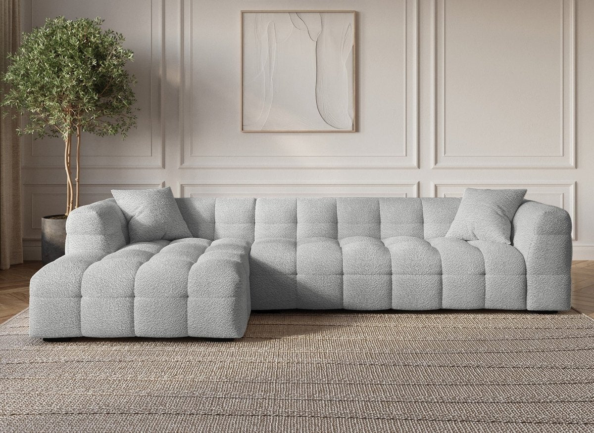 Canapé d'angle effet peau de mouton gris BELLA - Angle gauche - DécoInParis