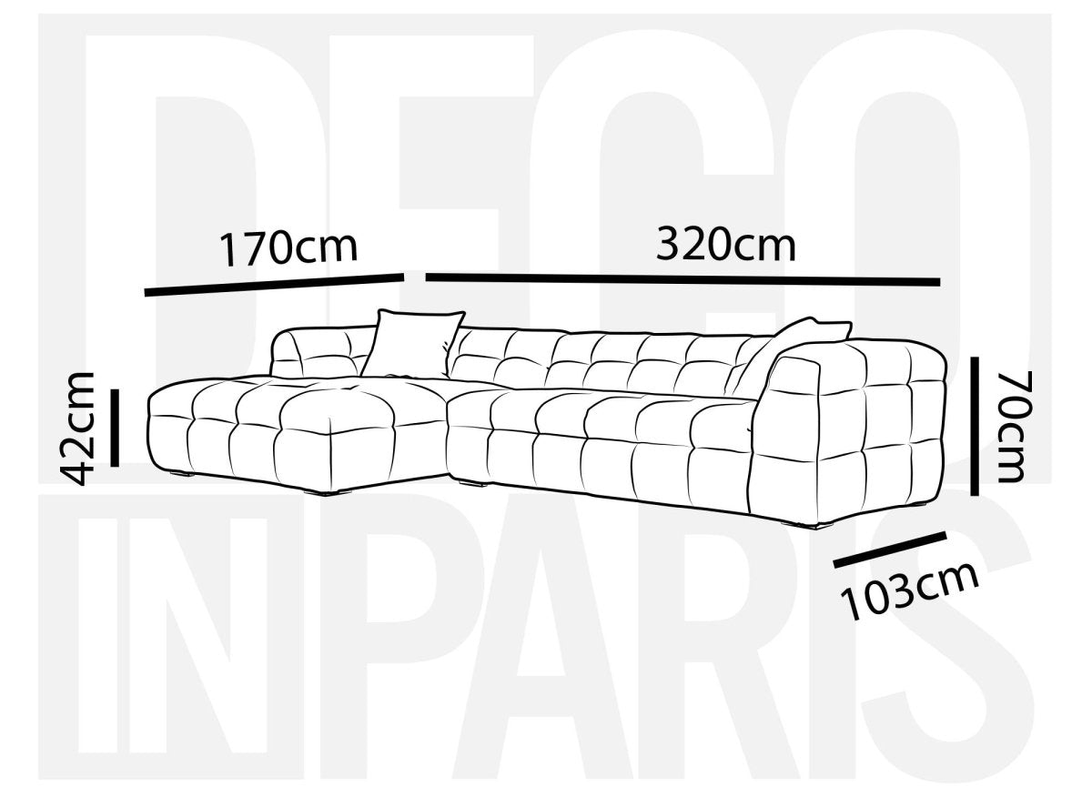 Canapé d'angle effet peau de mouton gris BELLA - Angle gauche - DécoInParis