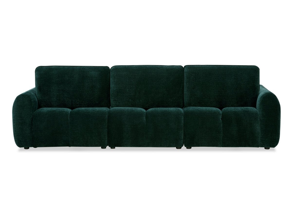 Canapé d'angle en velours tissé vert sapin avec dossier réglable ADONIS - Angle droit - DécoInParis