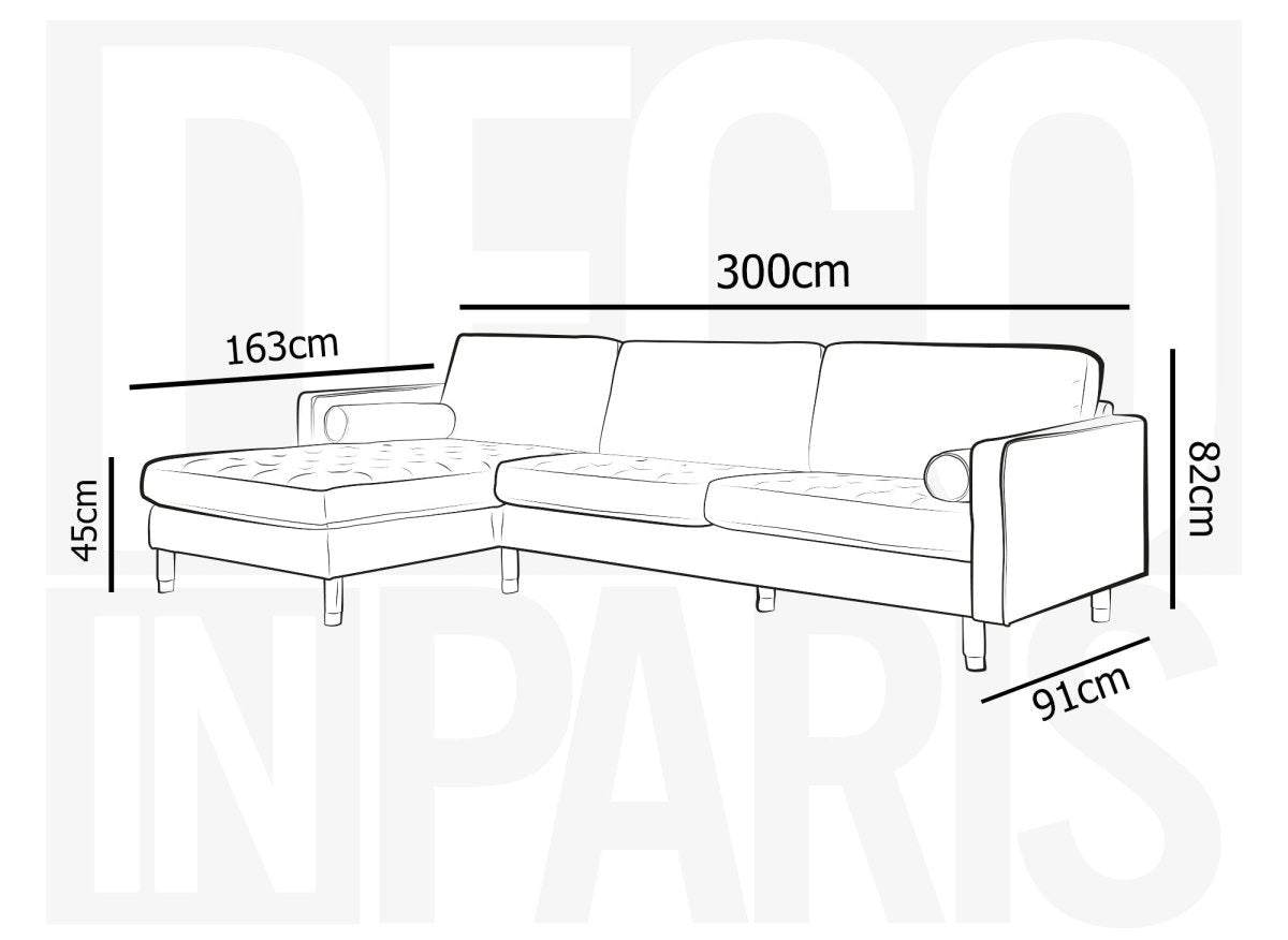 Canapé d'angle fixe en velours vert doré SALAMBO - Angle Gauche - DécoInParis