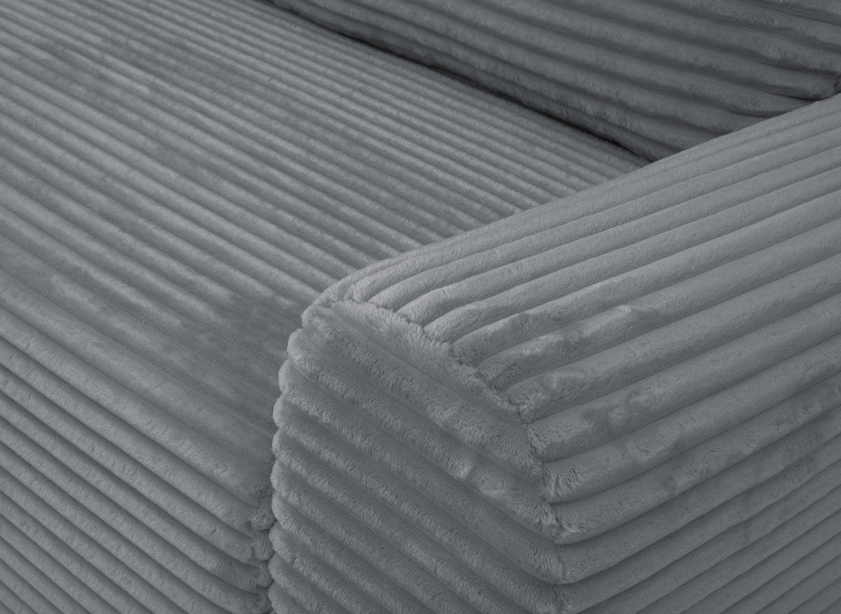 Canapé d'angle gauche convertible avec coffre en velours côtelé épais gris foncé BALI - Angle gauche - DécoInParis