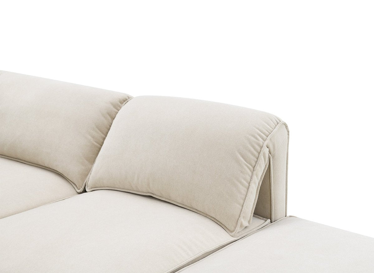 Canapé d'angle modulable en velours beige HARINA - DécoInParis