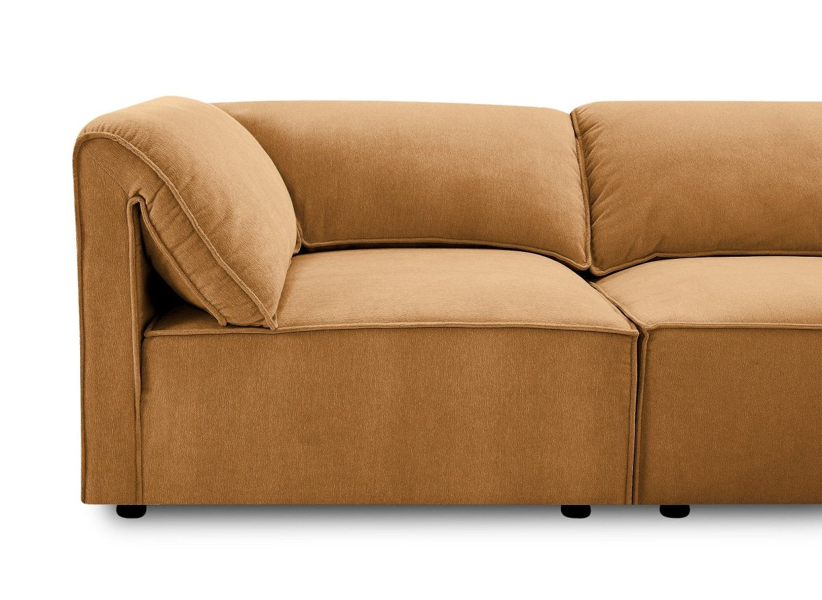 Canapé d'angle modulable en velours moutarde HARINA - DécoInParis