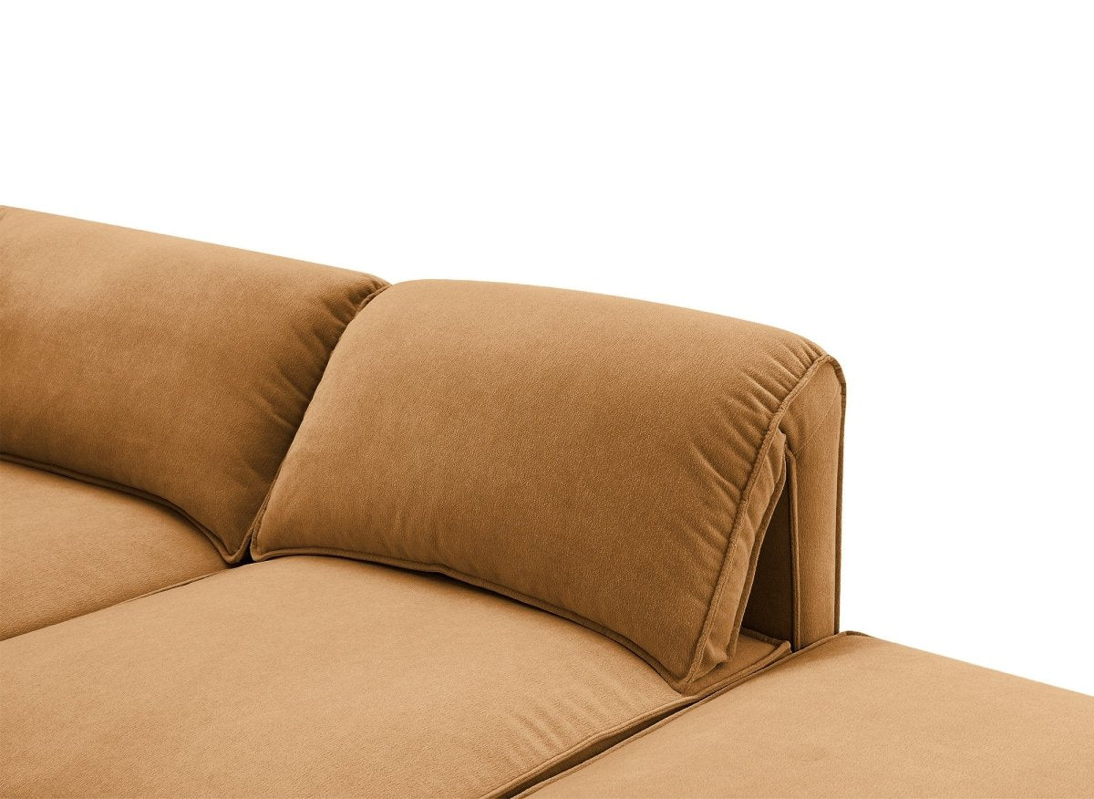 Canapé d'angle modulable en velours moutarde HARINA - DécoInParis