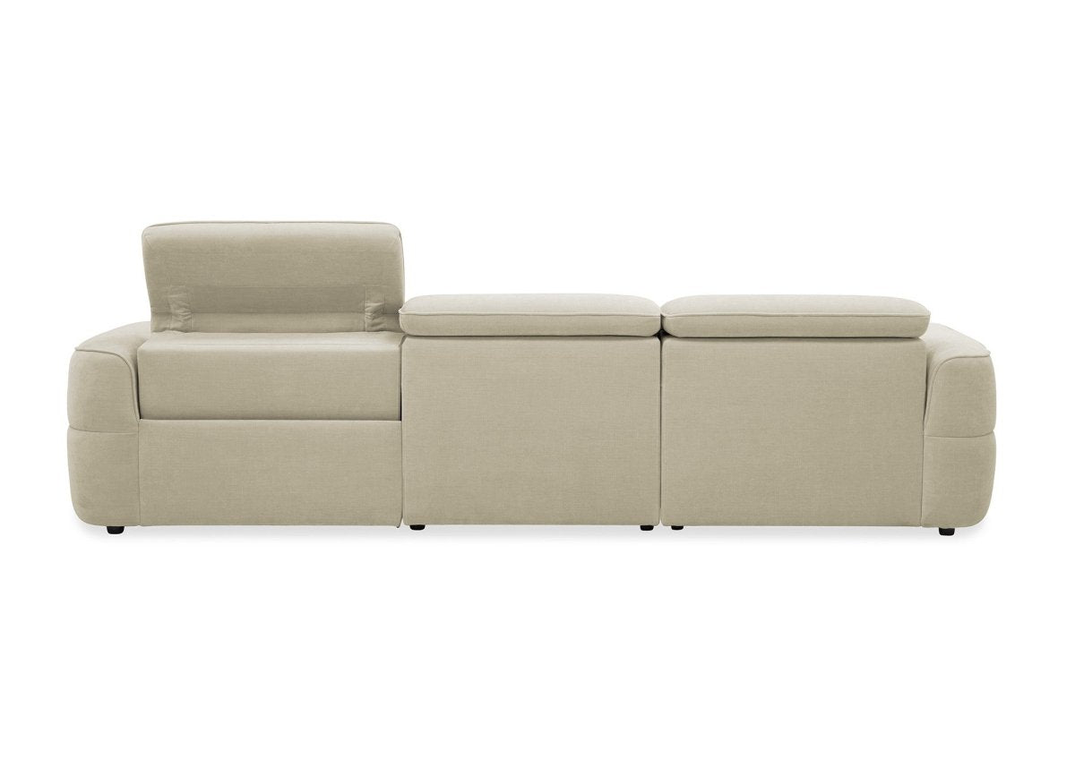 Canapé d'angle relax électrique en tissu beige FERDINAND - Angle gauche - DécoInParis