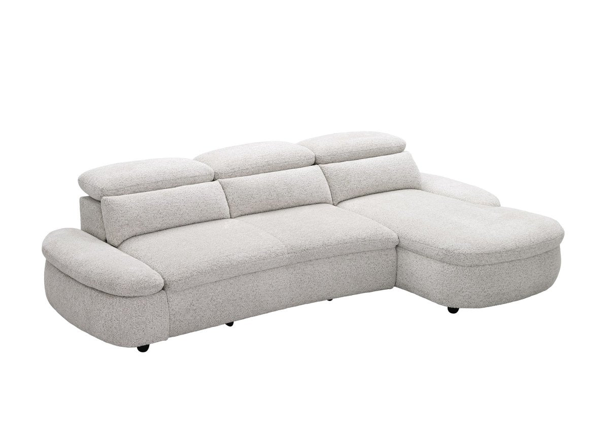 Canapé d'angle relax électrique en tissu bouclette beige CLEMENT - Angle droit - DécoInParis
