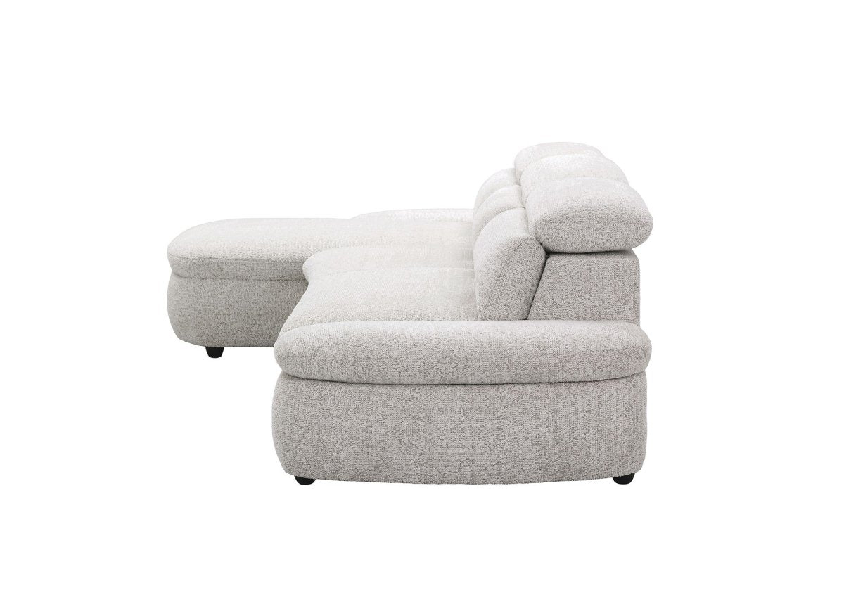 Canapé d'angle relax électrique en tissu bouclette beige CLEMENT - Angle gauche - DécoInParis