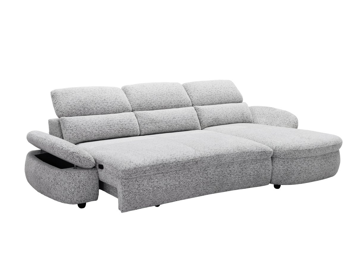 Canapé d'angle relax électrique en tissu bouclette gris CLEMENT - Angle droit - DécoInParis