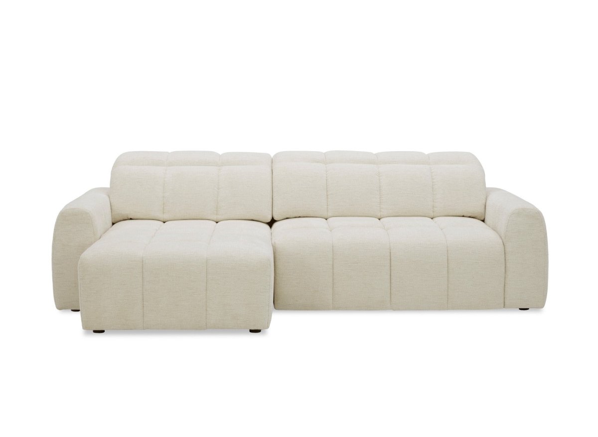 Canapé d'angle relax électrique en velours chiné beige DANIA - Angle gauche - DécoInParis