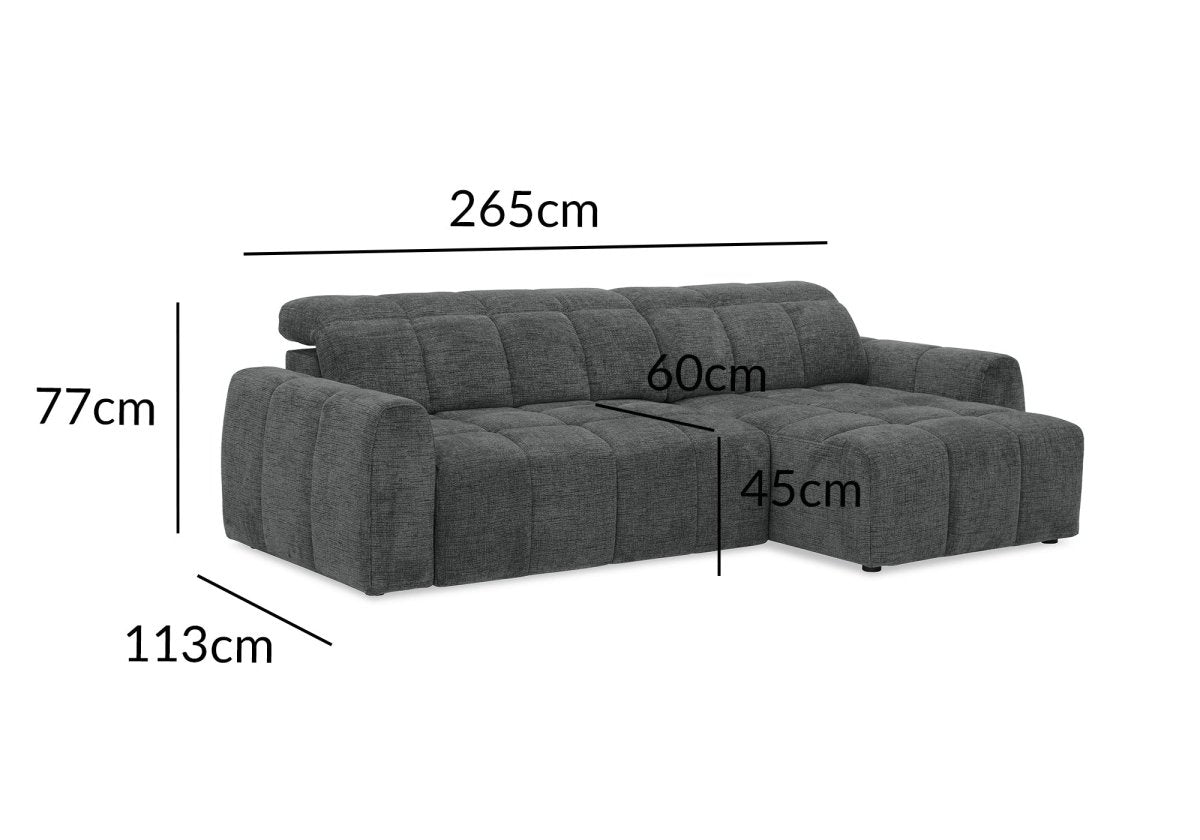 Canapé d'angle relax électrique en velours chiné gris DANIA - Angle droit - DécoInParis