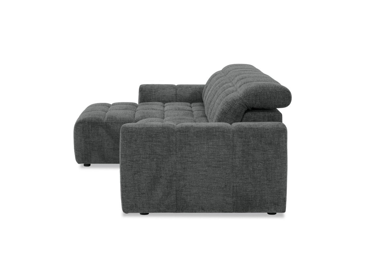 Canapé d'angle relax électrique en velours chiné gris DANIA - Angle gauche - DécoInParis