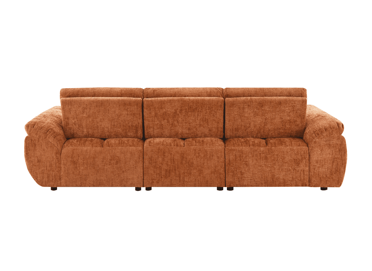 Canapé d’angle relax électrique en velours chiné terracotta ALPES - Angle gauche - DécoInParis