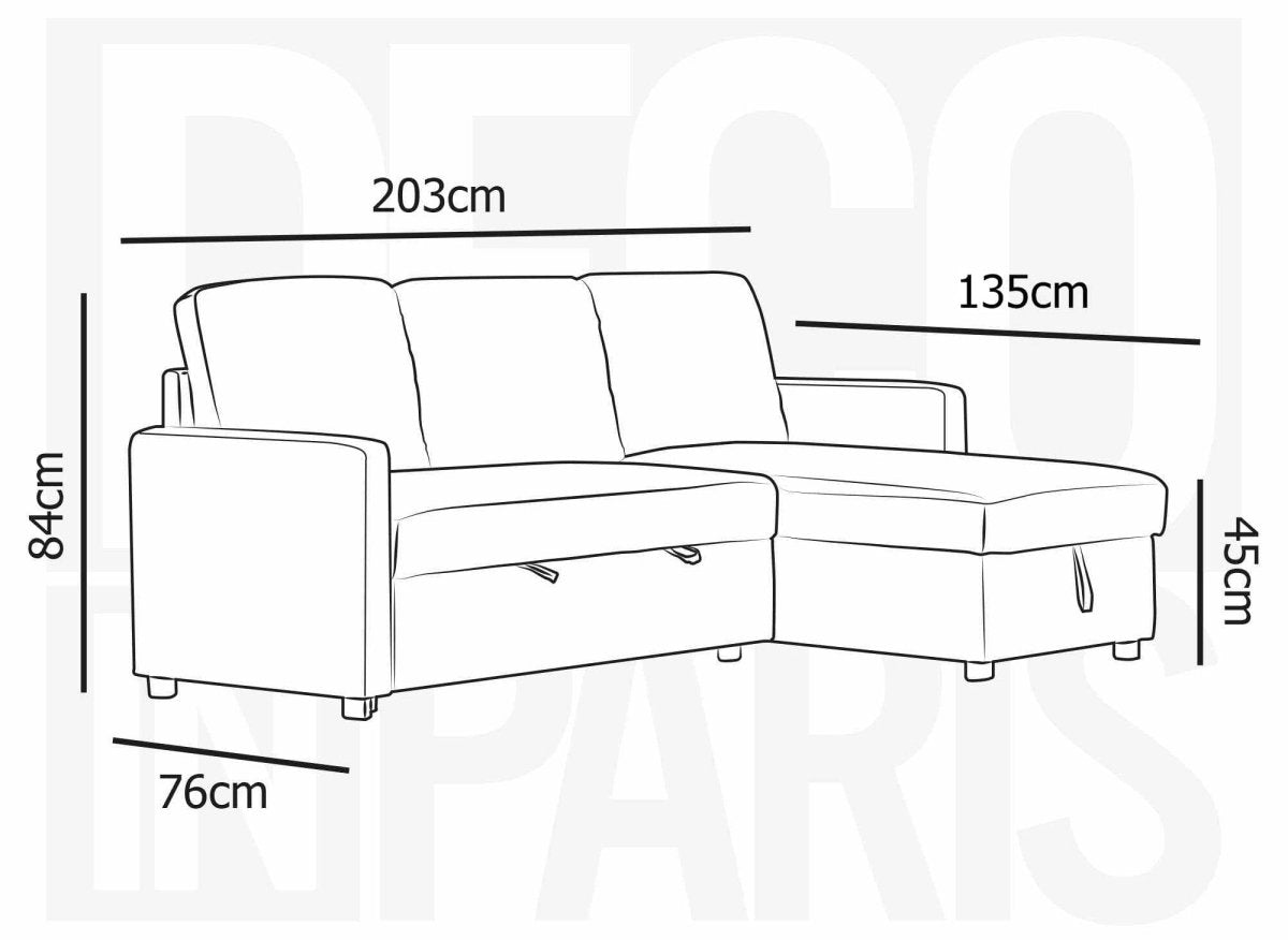 Canapé d'angle réversible convertible coffre de rangement en tissu gris anthracite ADAM - DécoInParis