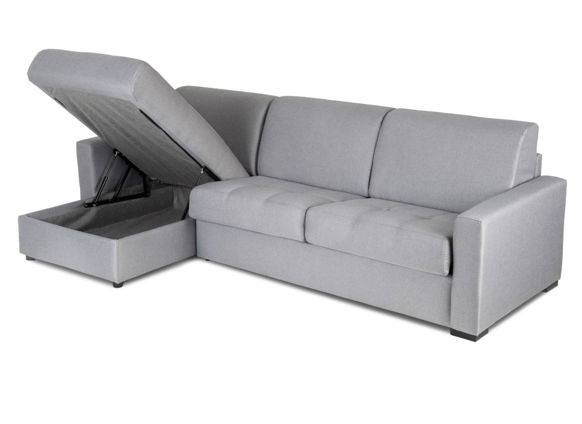 Canapé d'angle réversible convertible express en tissu gris LOUNA - DécoInParis