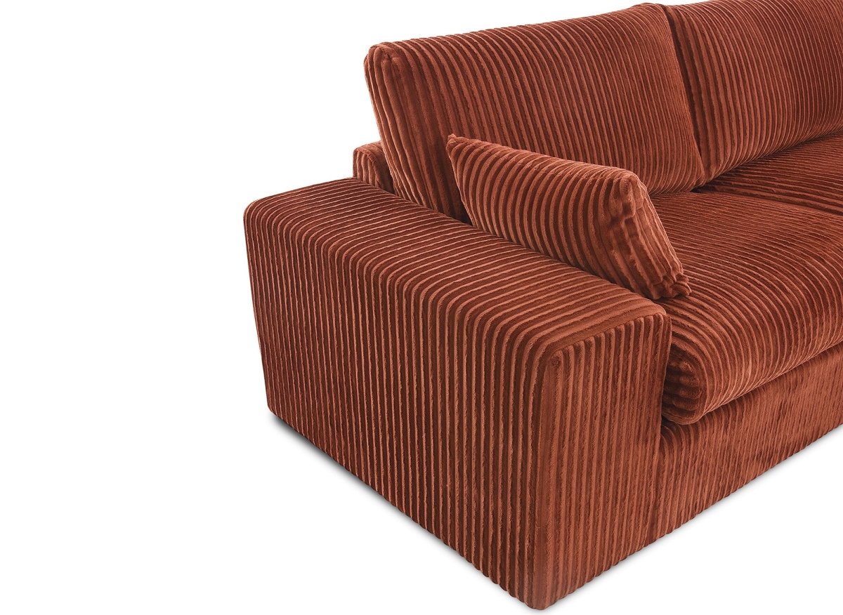 Canapé d'angle réversible en gros côtelé doux terracotta SIRINA - DécoInParis