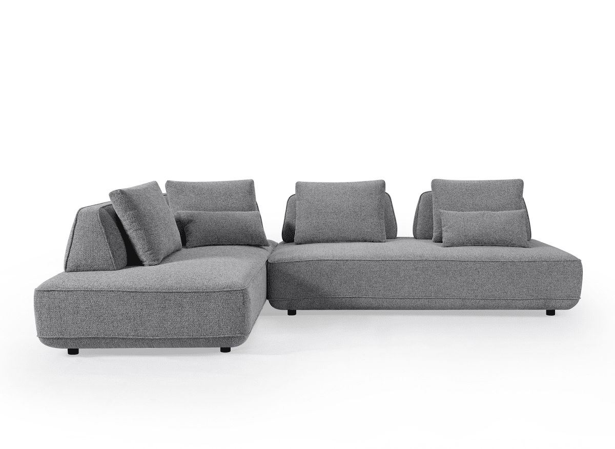 Canapé d'angle réversible en tissu bouclette gris ISAORA - DécoInParis