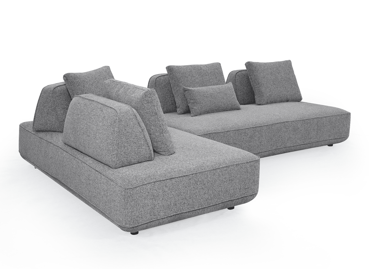 Canapé d'angle réversible en tissu bouclette gris ISAORA - DécoInParis