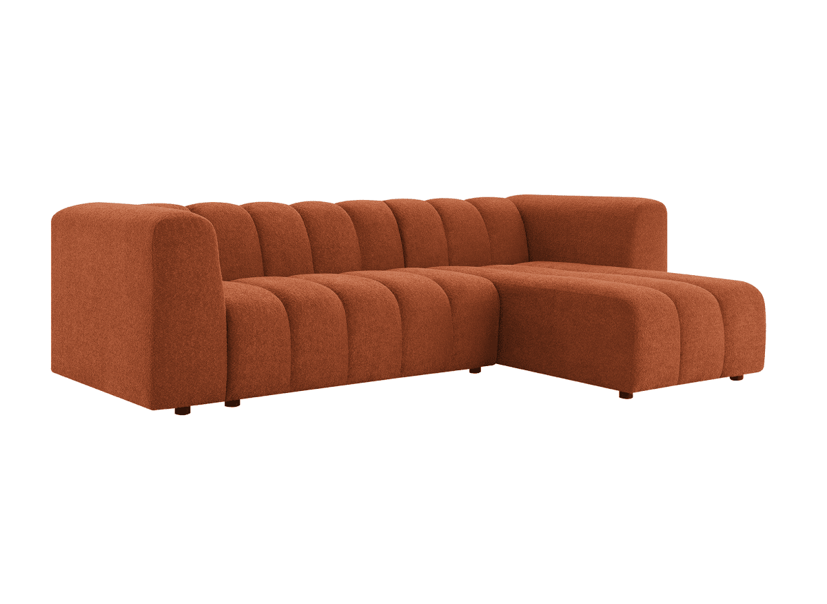 Canapé d'angle réversible en tissu bouclette terracotta AELIS - DécoInParis