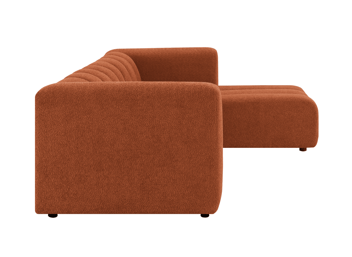 Canapé d'angle réversible en tissu bouclette terracotta AELIS - DécoInParis
