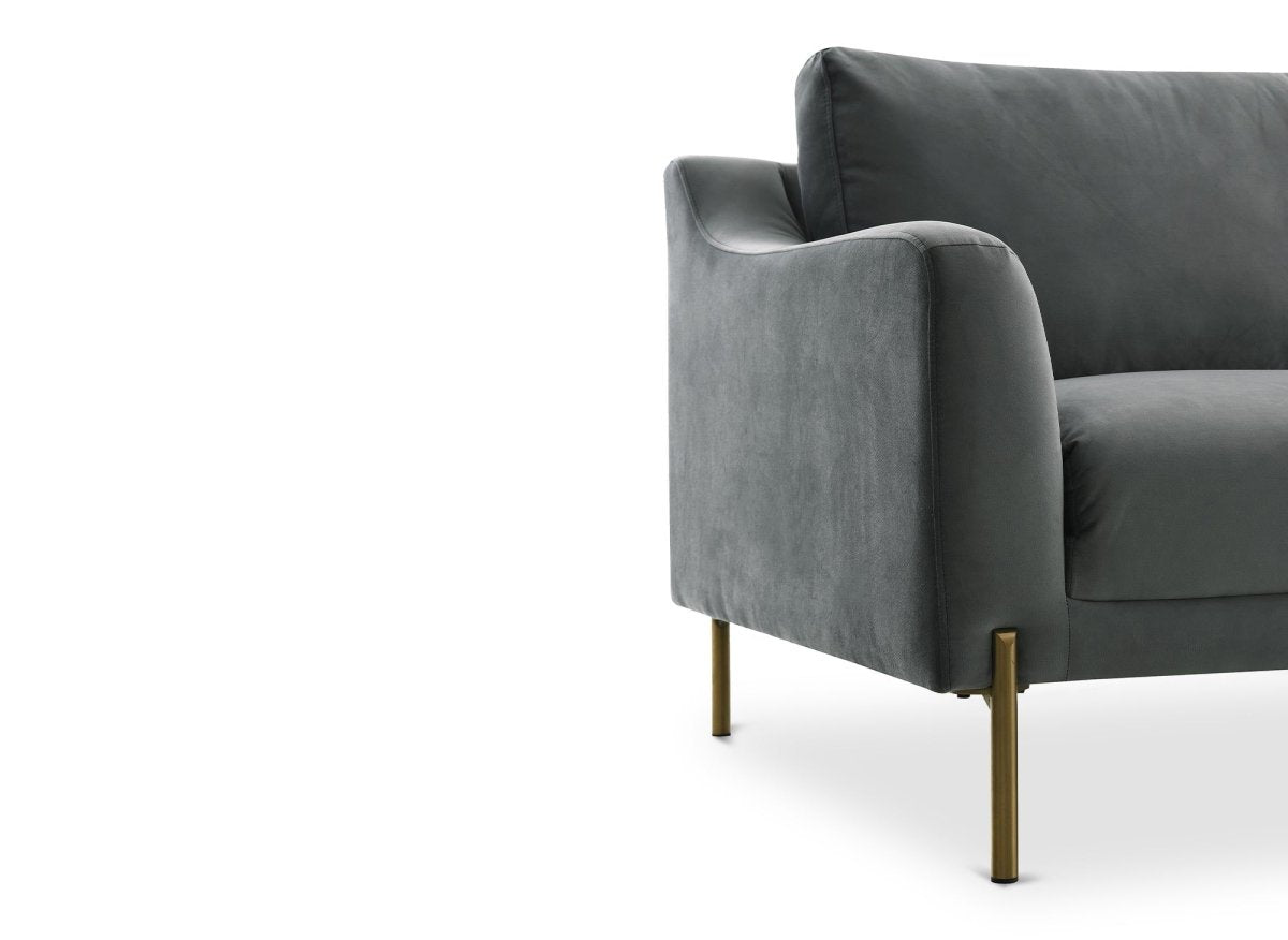 Canapé droit fixe 3 places en velours gris CELINE - DécoInParis