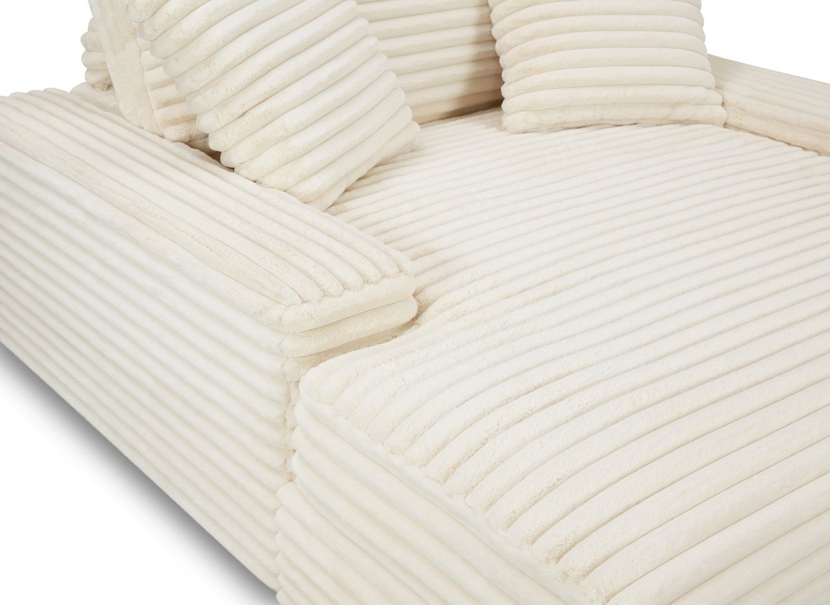 Canapé droit méridienne 1 place en gros côtelé doux beige DAHO - DécoInParis