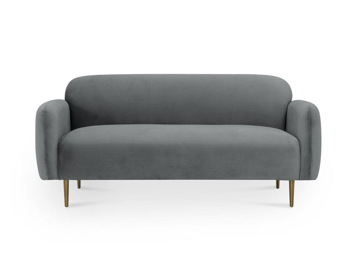 Canapé fixe 2 places en velours gris MARILYNE - DécoInParis