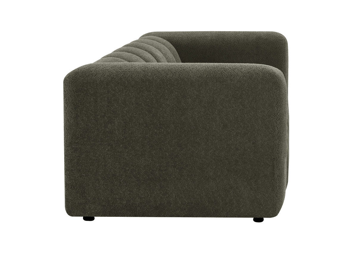 Canapé fixe 3 places en tissu bouclette vert AELIS - DécoInParis