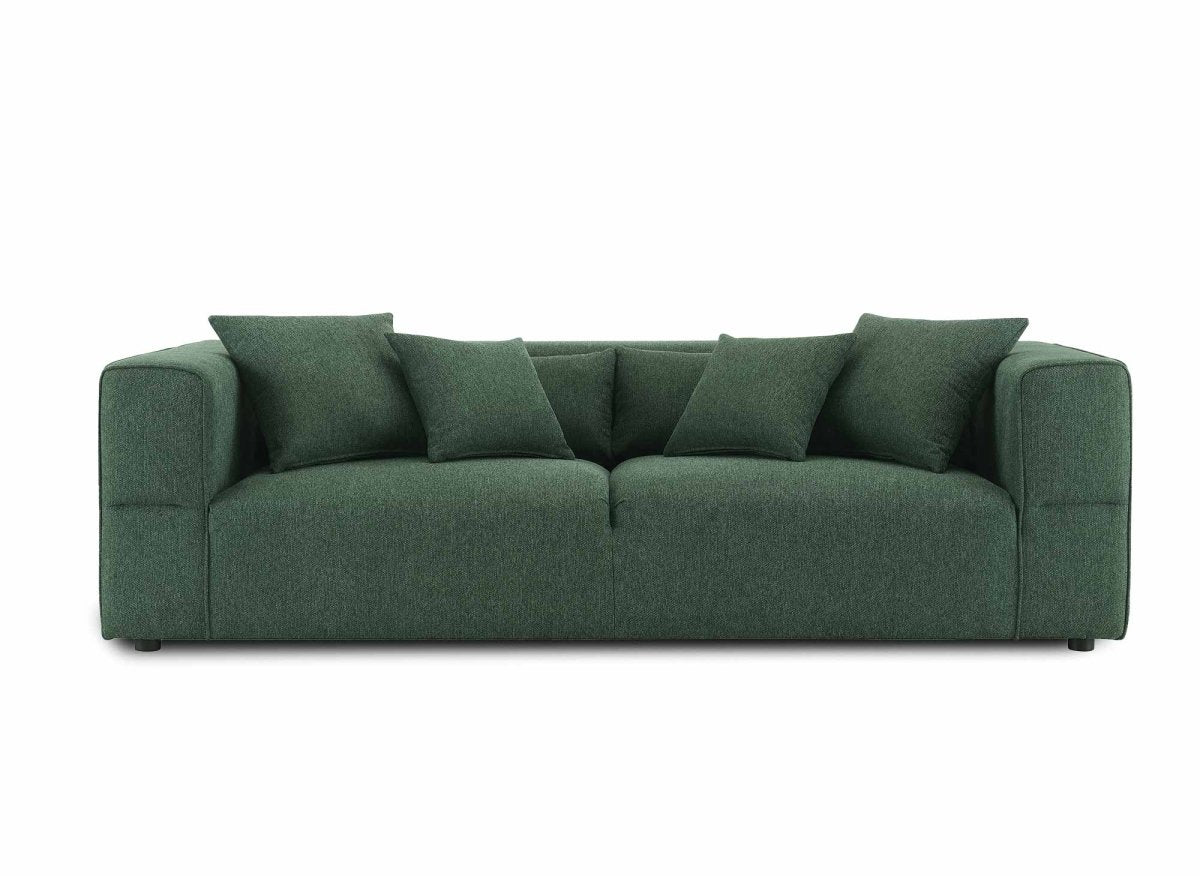 Canapé fixe 3 places en tissu vert EVELYNE - DécoInParis